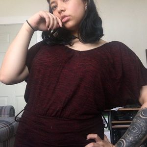 Forever 21 dark red & black/maroon blouse